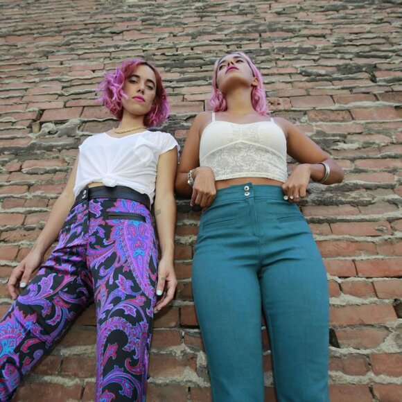 Made for Pearl Purple Electric Paisley Silk Boho Hippie Bell Bottoms Size 4 - Picture 5 of 5